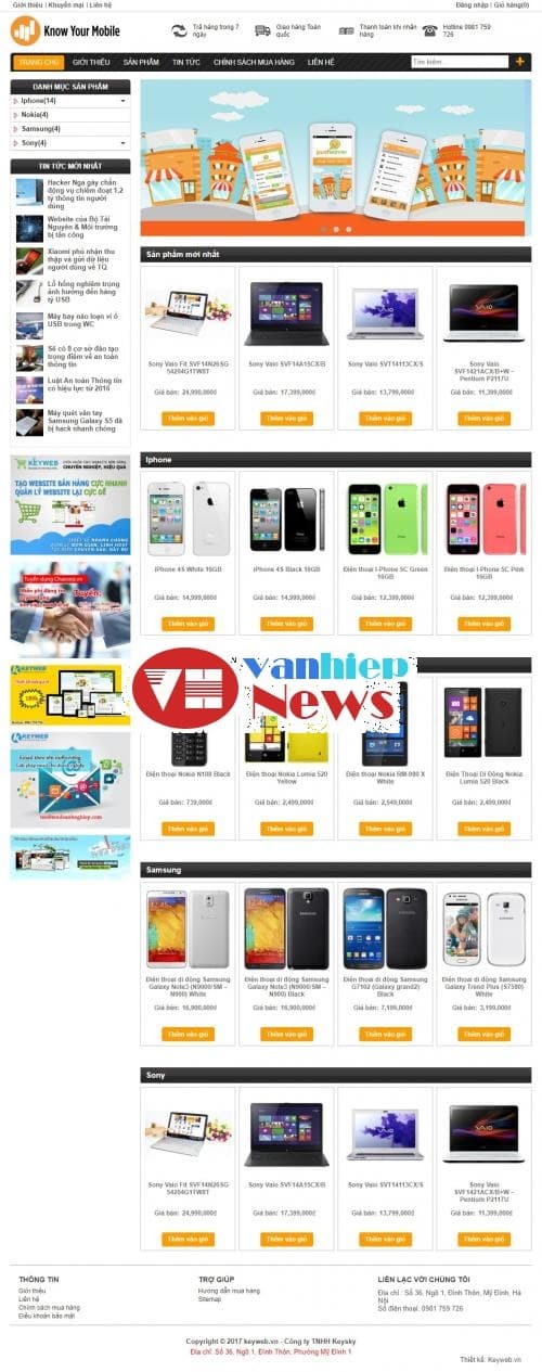 Thiết kế web bán điện thoại
