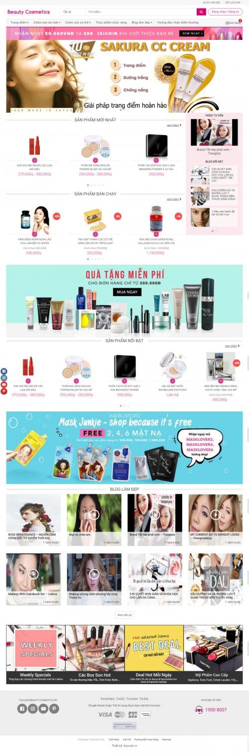 Thiết kế website shop bán mỹ phẩm