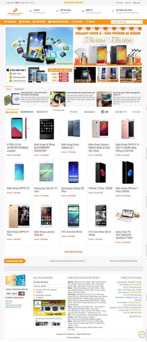 Thiết kế website bán điện thoại di động