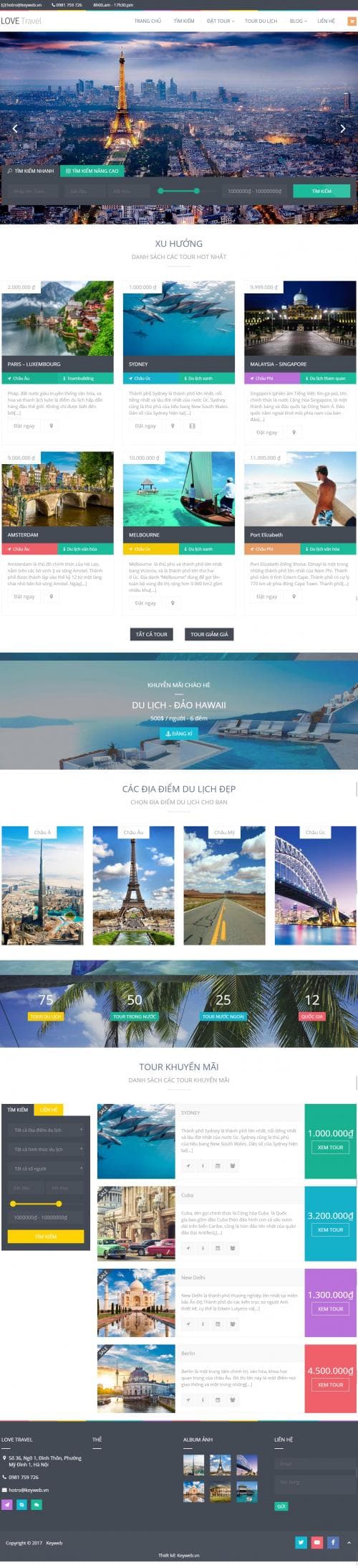 Thiết kế website dịch vụ du lịch