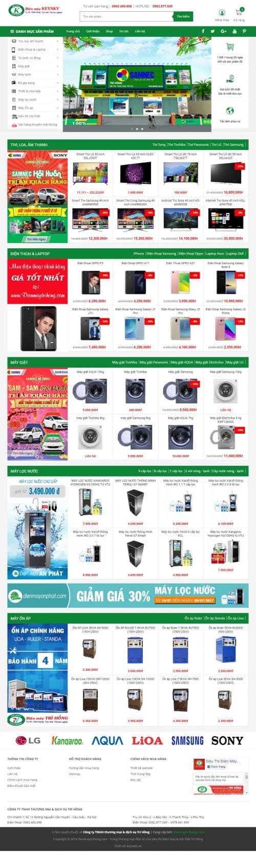 Thiết kế website shop điẹn máy 