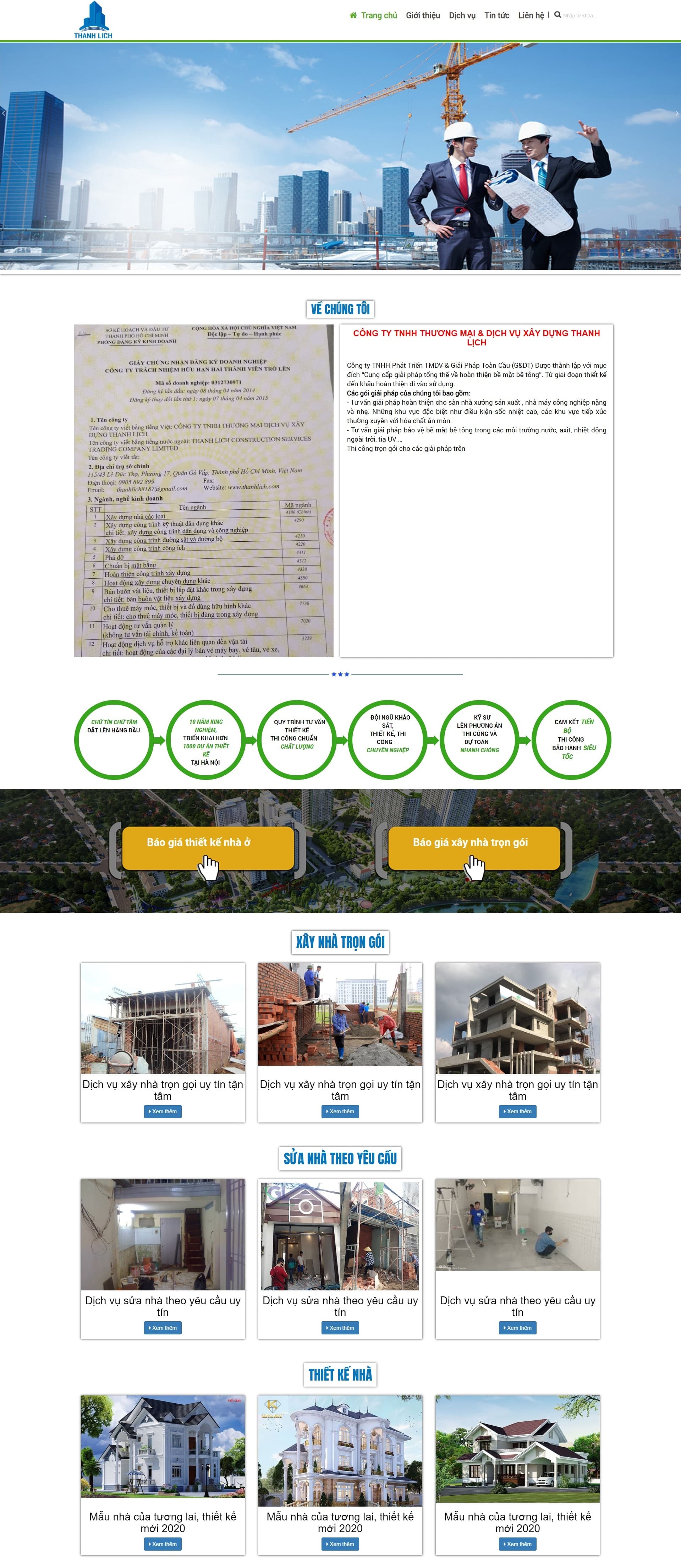 Mẫu web công ty xây dựng thanh lịch