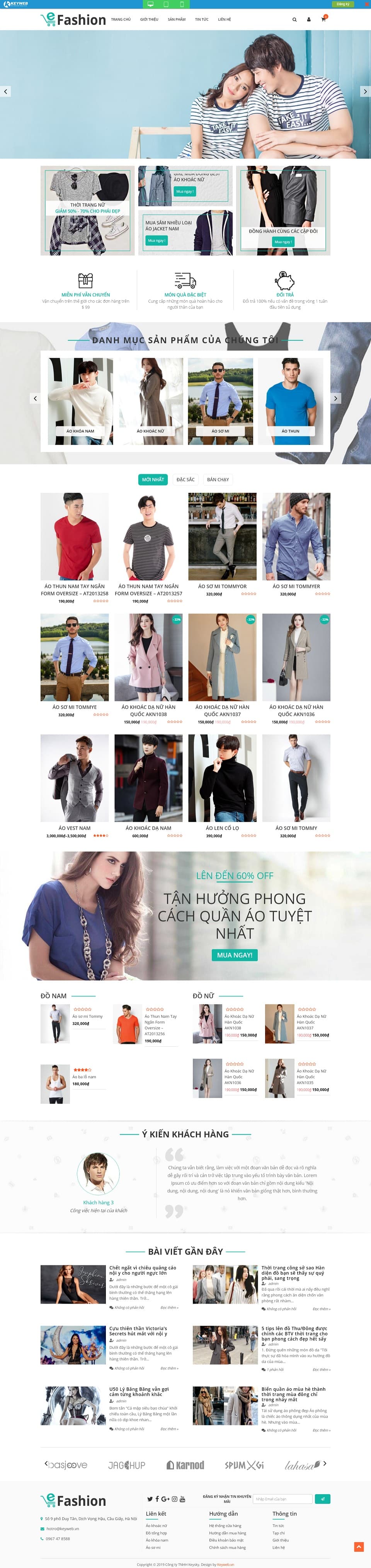 Mẫu website shop thời trang E-Fastion