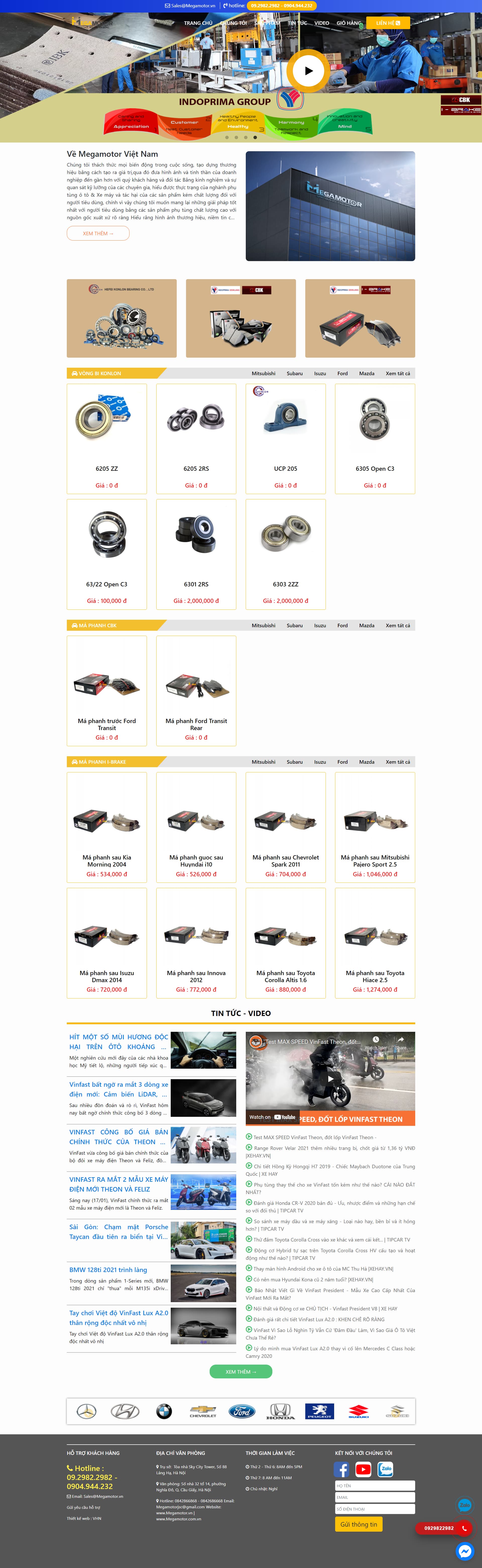 Mẫu website có sẵn - Bán hàng phụ tùng ô tô - Giá bán 500K